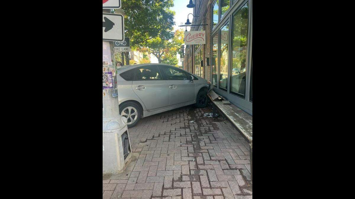 A car hit the side of Cherry Coffee Shop, at 1121 W. Magnolia Ave. in Fort Worth, on Wednesday morning, Nov. 8, 2023.