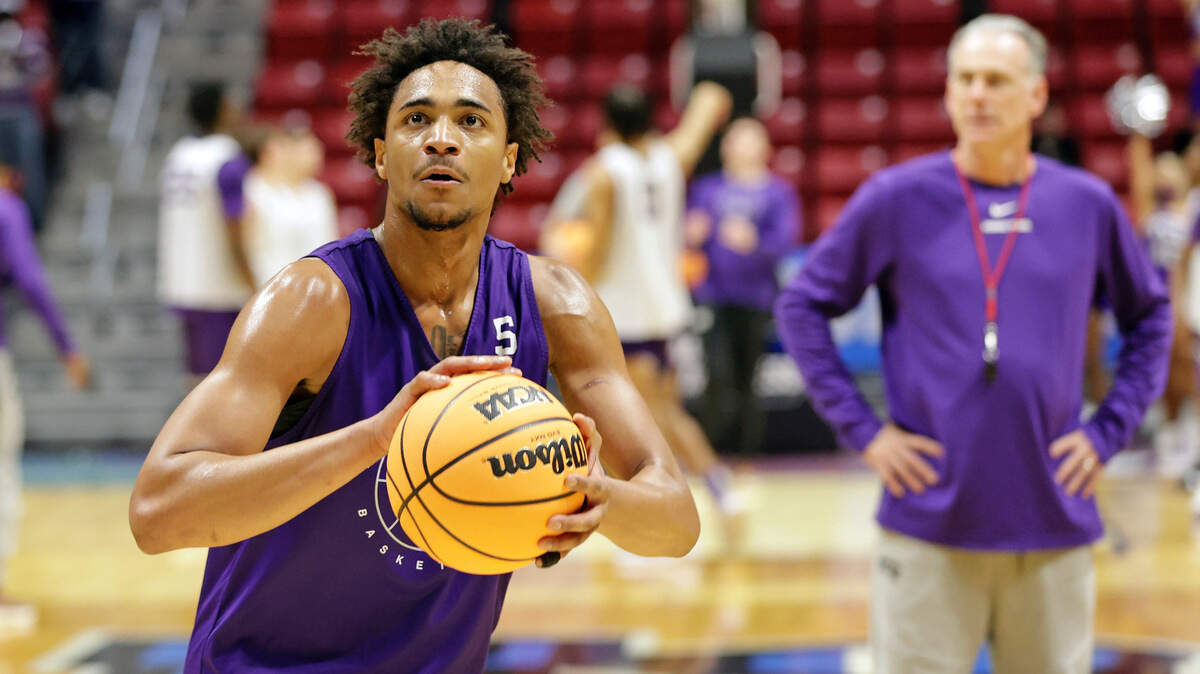 TCU’s Chuck O’Bannon Jr. works on his free throws during a practice session Thursday at Viejas Arena in San Diego. The 9-seed Frogs face 8-seed Seton Hall on Friday night.