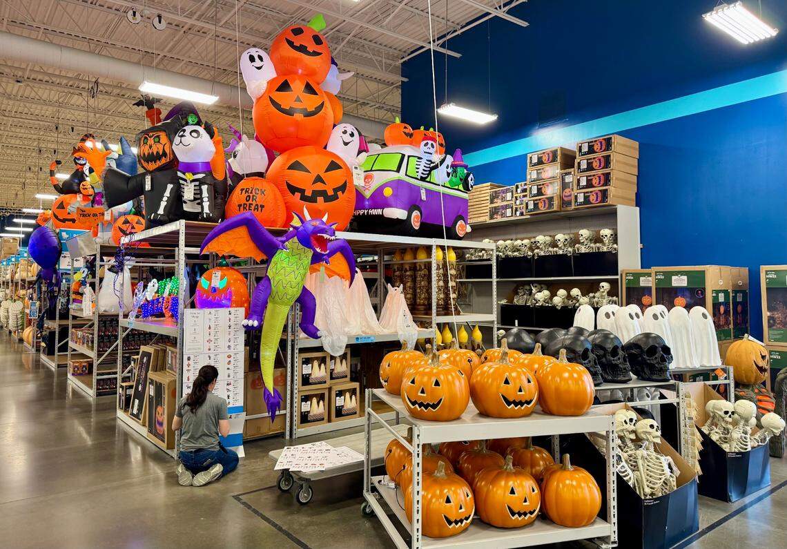 Halloween decorations at the At Home store in far north Fort Worth on Friday, July 11, 2025. The retailer rolled out Halloween merchandise in late June.