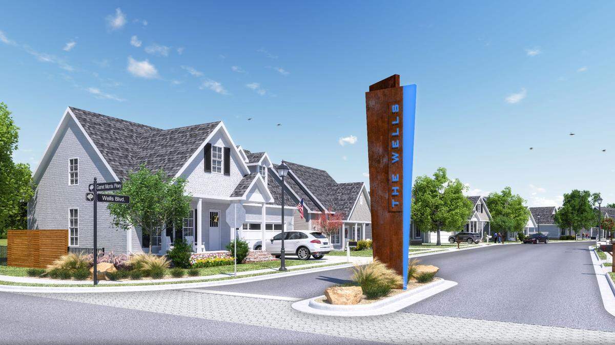 A rendering of an entrance to The Wells, the first planned development in Mineral Wells.