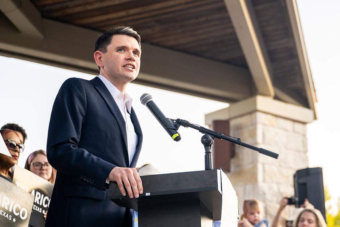 State Rep. James Talarico speaks in September during a campaign launch rally in Round Rock, Texas. 