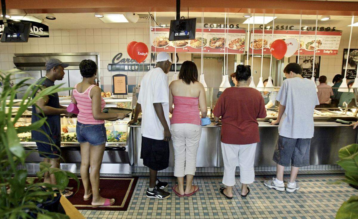 In 2005, diners line up at Luby’s in Houston.