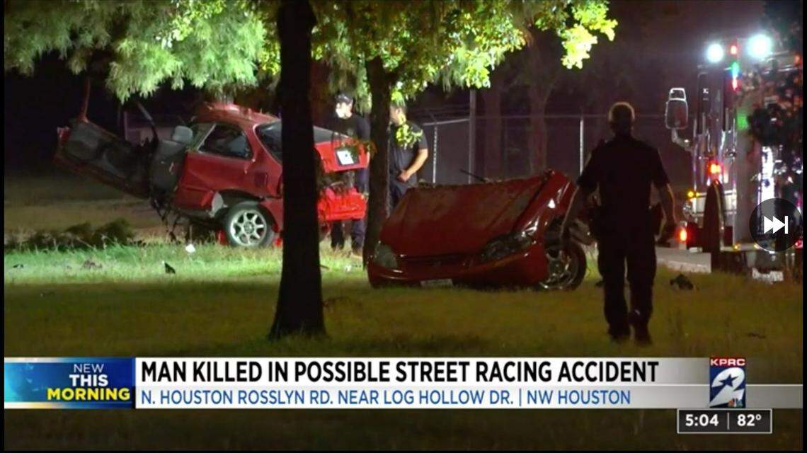 A man in Texas is dead after his car split in half during a crash, police say.