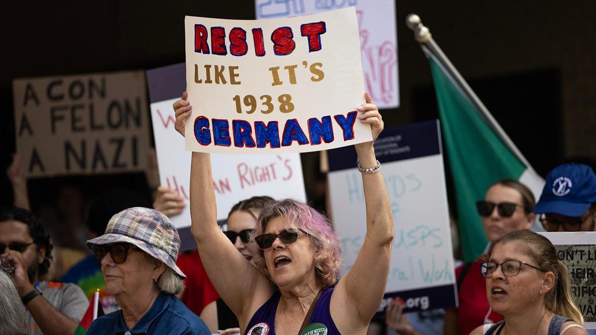 Protesters gather for the Fort Worth May Day 2025 Rally in Solidarity With Federal Workers at the old City Hall building in downtown Fort Worth on Thursday, May 1, 2025.