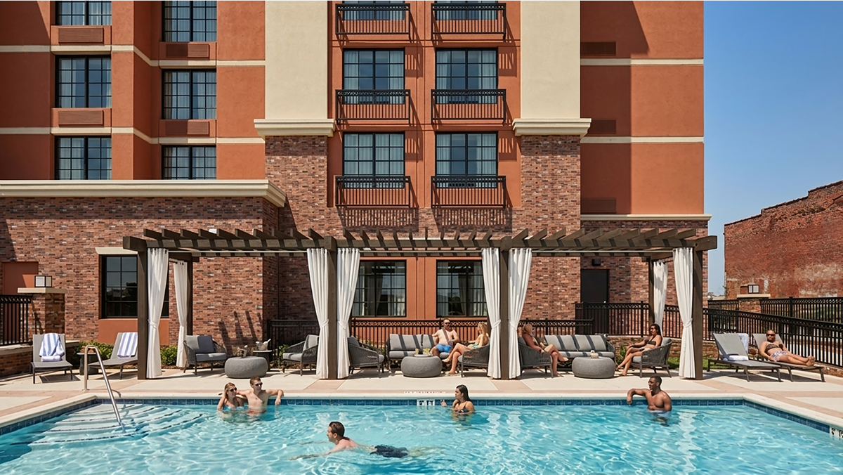 A rendering of updates to the pool of the Hyatt Place in the Stockyards.