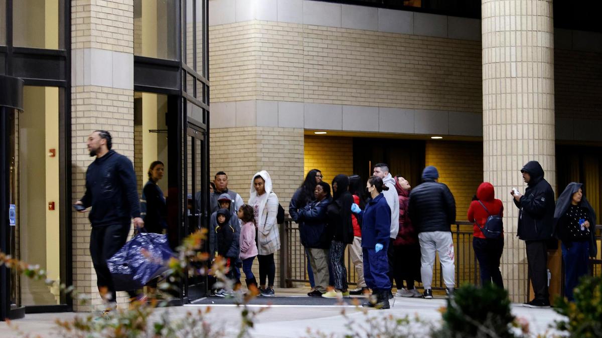 Patients line up outside the Remote Area Medical Clinic at the Southwestern Baptist Theological Seminary in Fort Worth on Saturday. The clinic was available to anyone who wished to use its services.