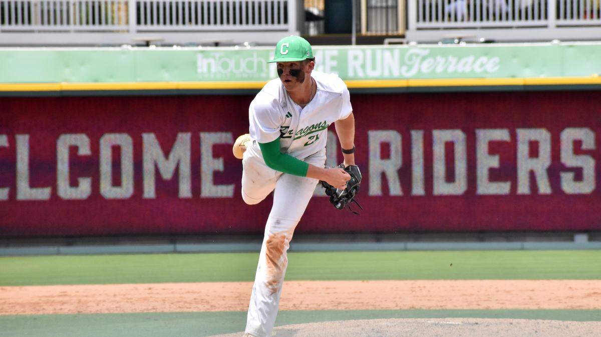 Southlake Carroll pitcher Tanner Carson throws a pitch at Riders Field in Frisco on Saturday, May 10, 2025.