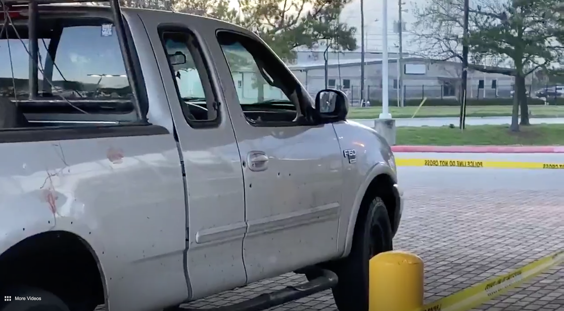 The driver was suffering a gunshot wound to the face when he transported his injured passenger to a hospital in Houston, police say.