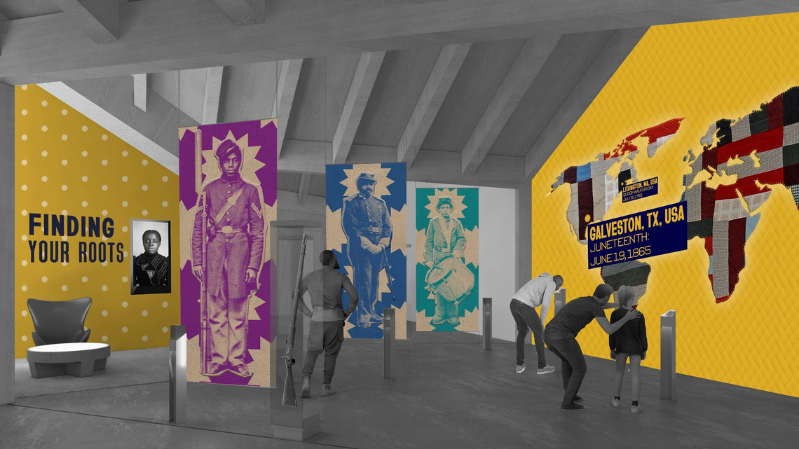 A rendering of one of the gallery exhibitions called “Journey to Freedom” for the The National Juneteenth Museum revealed Thursday night at Opal Lee’s 98 birthday celebration.