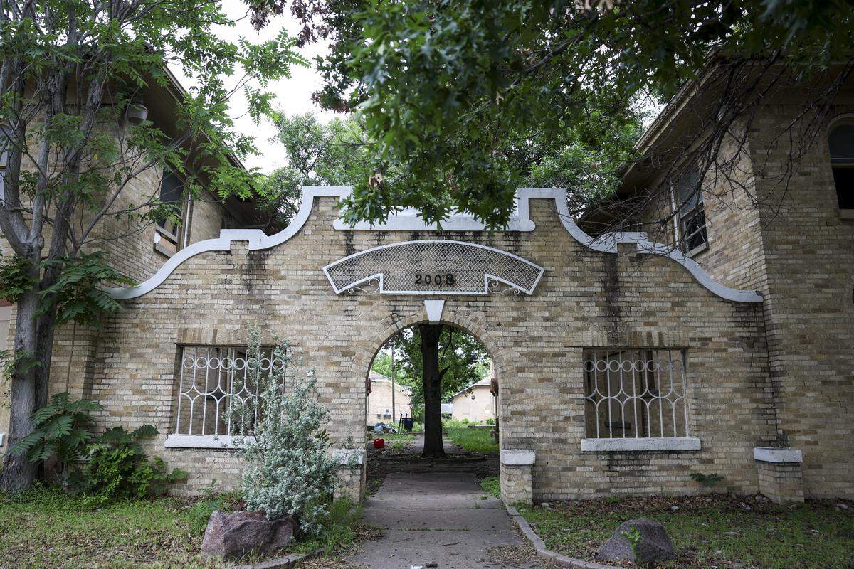 The Mary Elizabeth Apartments at 2008 Hemphill Street are listed as one of Historic Fort Worth's most endangered places, on Thursday, April 30, 2026 in Fort Worth, Texas. The apartments were built in the 1920s and are now boarded up and uninhabitable.
