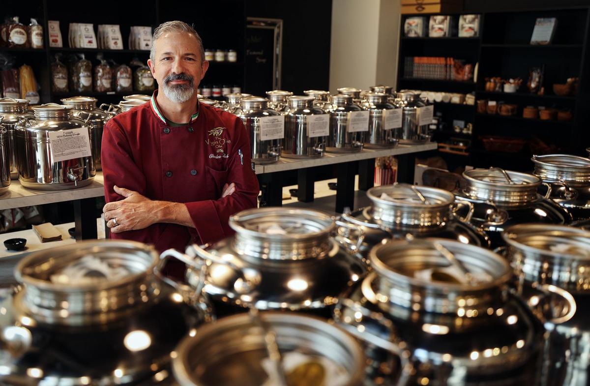 Charles Flach, owner of the Virgin Olive Oiler, on Aug. 1 in downtown Fort Worth. Flach said that regular communication with merchants was the norm prior to Sundance Square management change in 2020.