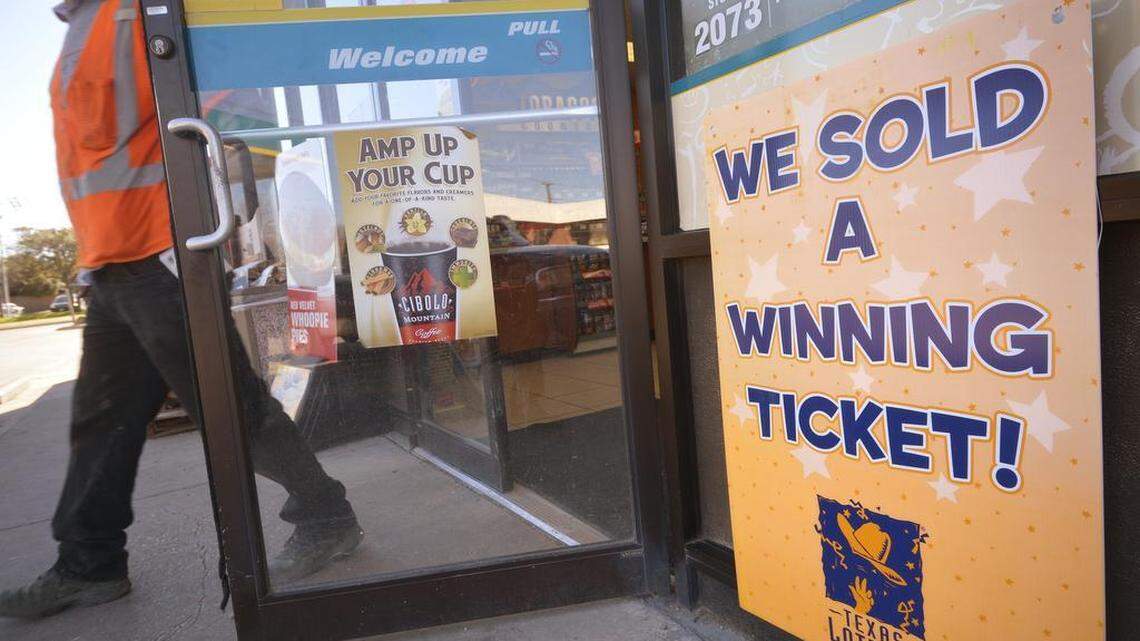 Signs such as this often go up at stores that sell winning Texas Lottery tickets.