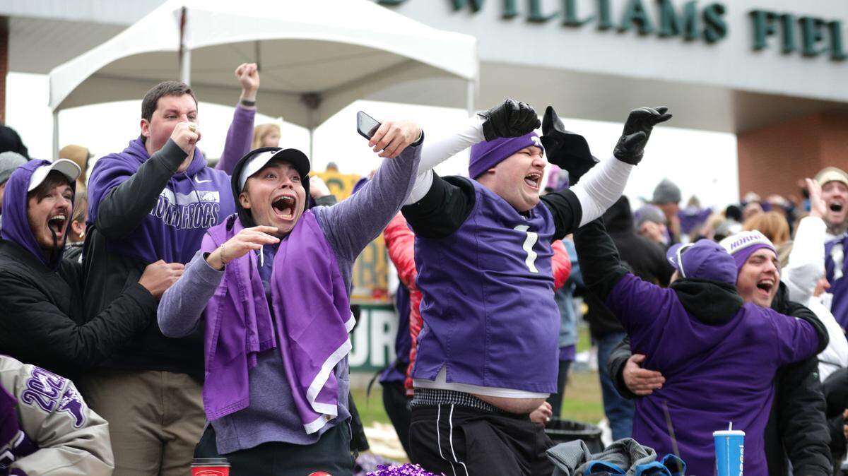 TCU fans react to a field goal in the last minute of their game against Baylor at McLane Stadium in Waco on Saturday, Nov. 19, 2022. The Horned Frogs won 29-28 against the Bears.
