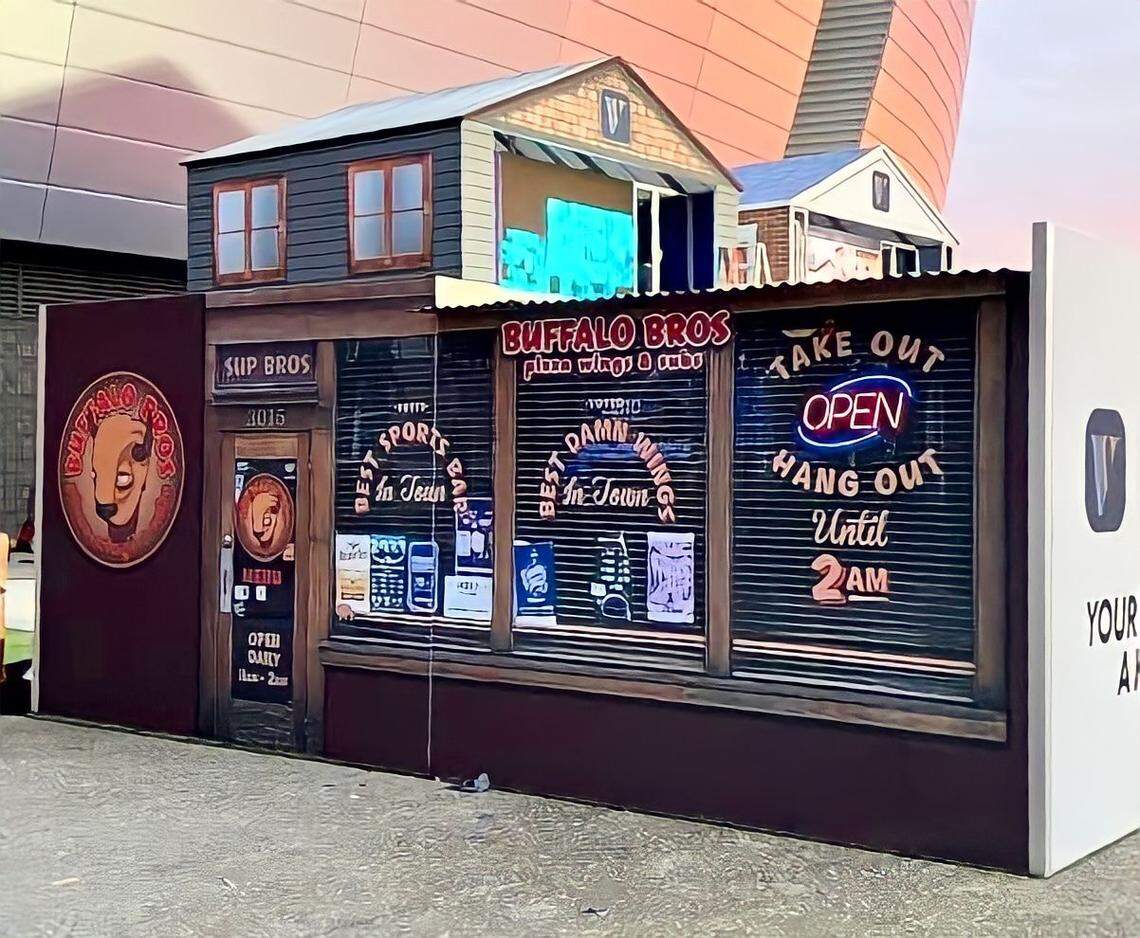 Buffalo Bros’ tailgate party stand in Phoenix brought a taste of the TCU neighborhood to the Fiesta Bowl game Dec. 31, 2022.