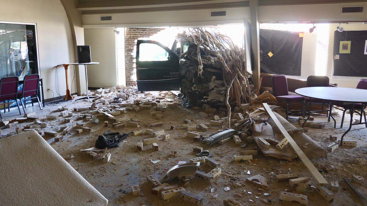 A truck crashed into a church Friday.