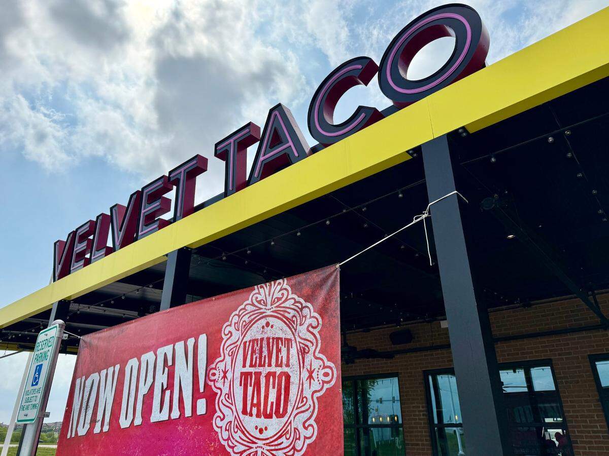 A Velvet Taco is open late weeknights, past midnight weekends in the North City shopping center in north Fort Worth, as seen April 25, 2025,