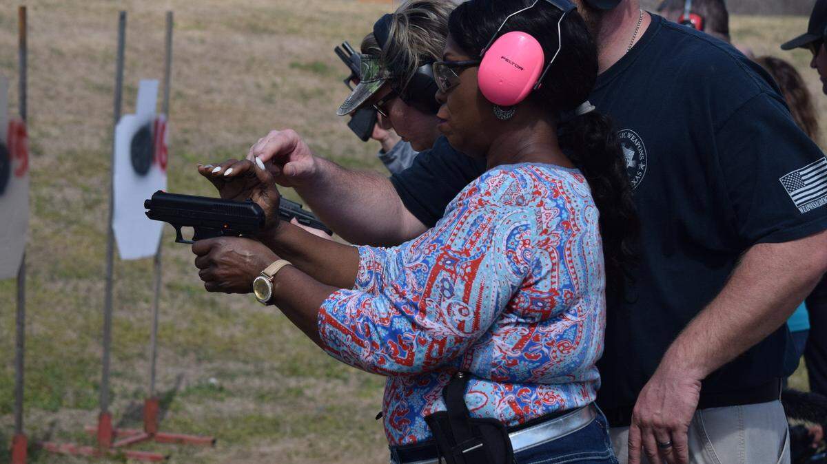About 16 North Texas teachers recently participated in a free gun training session at the Strategic Weapons Academy of Texas in Ennis.