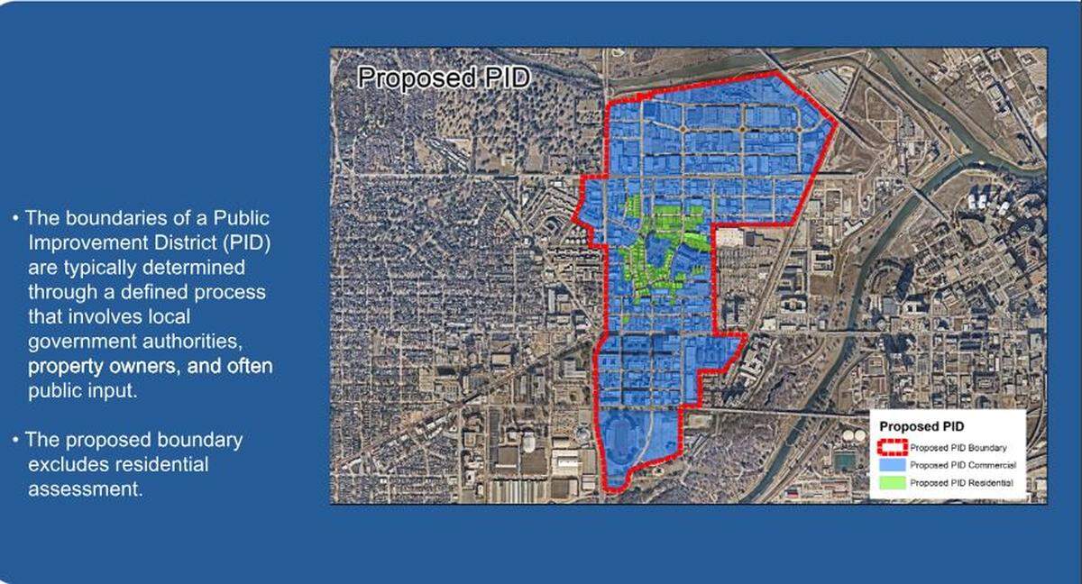 A map highlighting a proposed tax district in Fort Worth