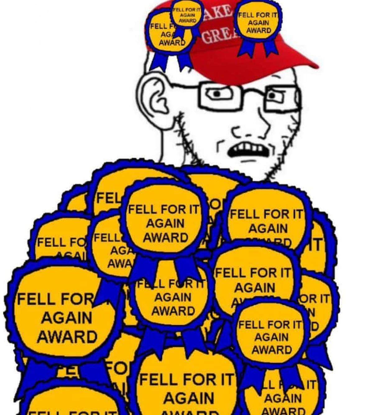 The “Fell For It Again” guy is the perfect meme for the start of the second Trump administration.