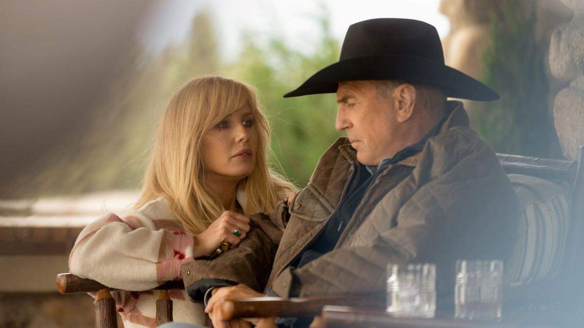 Kelly Reilly as Beth Dutton and Kevin Costner as John Dutton in season 5, episode 5 of “Yellowstone.”