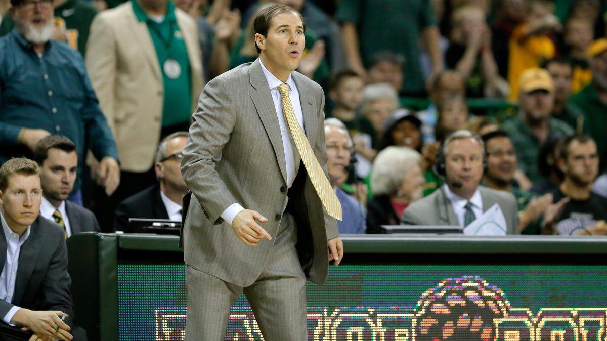 Baylor men’s basketball coach Scott Drew led the school to its first Big 12 title this season.