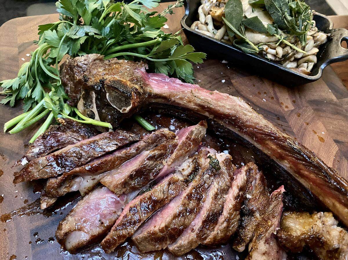 The bone-in steak at Wicked Butcher in the new Sinclair downtown.