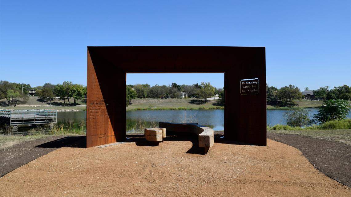 “Do Something Good For Your Neighbor,” the small pavilion set on Lake Como by the Art Studio at RDG Planning & Design’s Matt Niebuhr and David Dahlquist, is among the designs exhibited in a show in Venice, Italy.