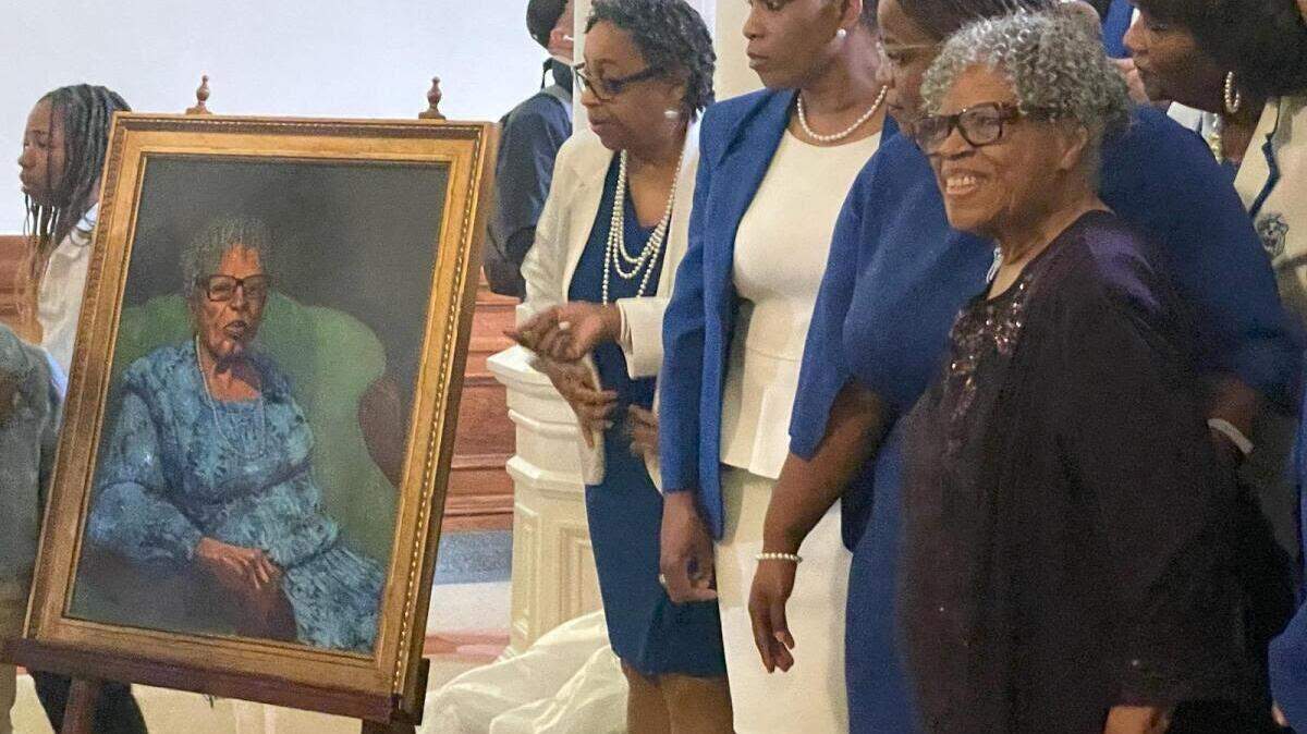 A portrait of Fort Worth civil rights icon Opal Lee, right, was unveiled Wednesday in the Texas Capitol.