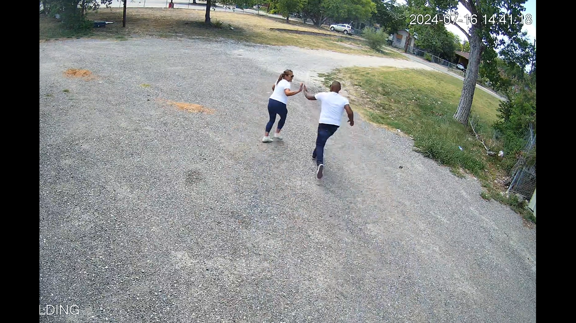 A man and woman were caught on video high-fiving each other after Texas police say they violently robbed an 86-year-old man at his San Antonio home.
