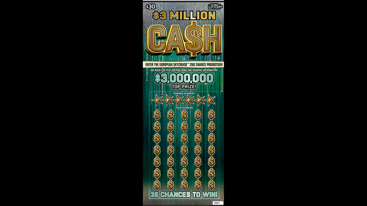 A North Texas resident claimed the first $3 million top prize scratch-off ticket in the Texas Lottery game $3 Million Ca$h.