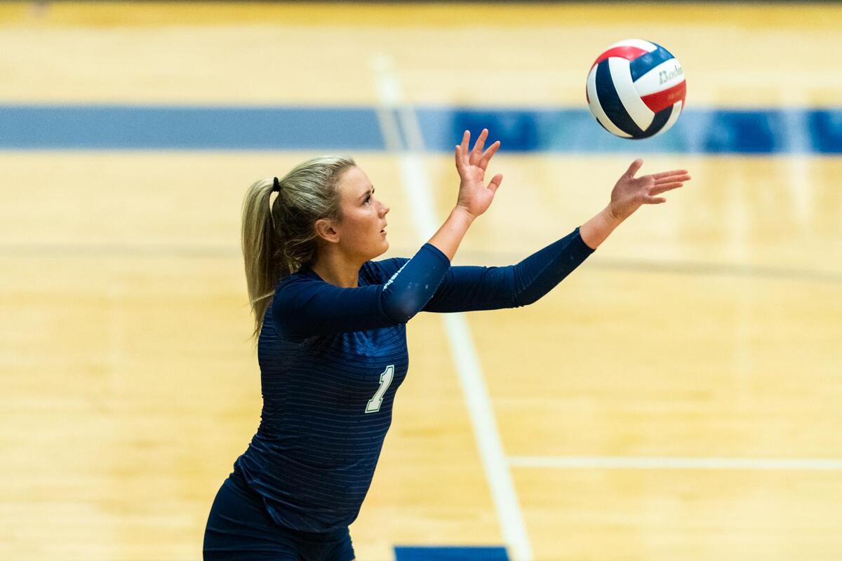 Kyndal Payne (1) serving in the game agsinst Byron Nelson on 10/15/19.