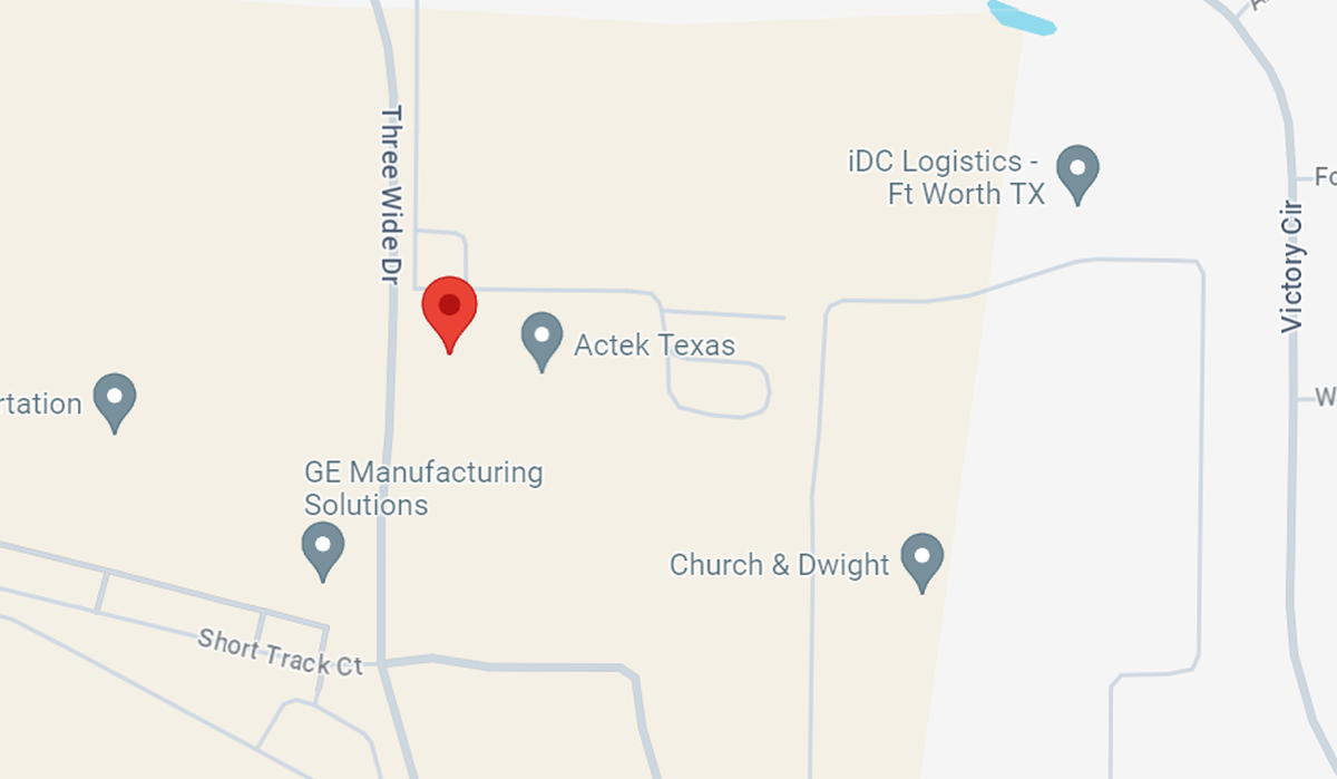 Red marks the spot for Three Wide Brewing’s location on Three Wide Drive. Located two miles from the Texas Motor Speedway.