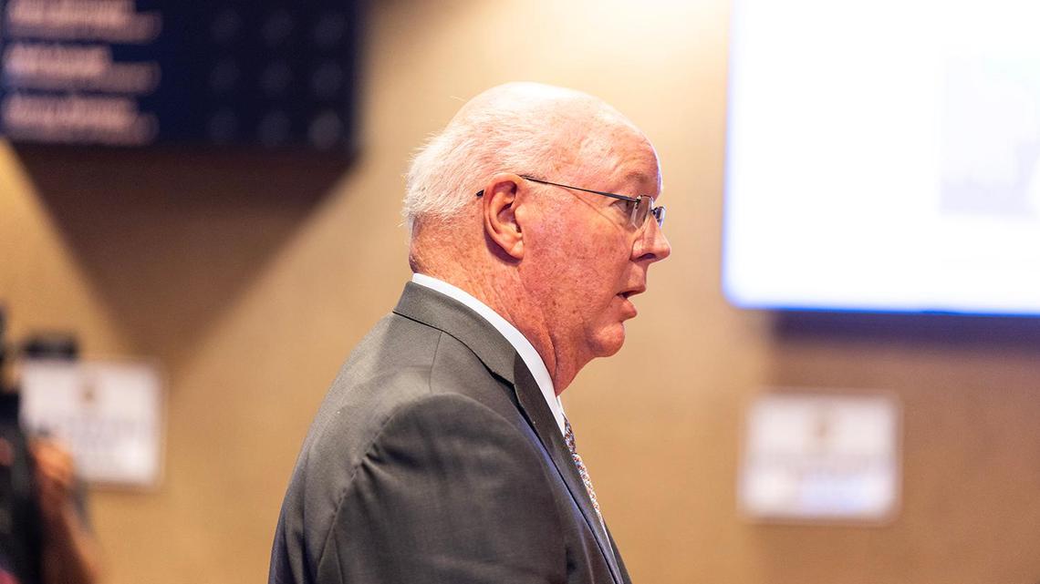Public Interest Legal Foundation Attorney Joe Nixon addresses the Tarrant County Commissioners Court regarding the proposed redistricting of the county during a Commissioners Court Meeting at the Tarrant County Administration Building in Fort Worth on Tuesday, May 6, 2025.