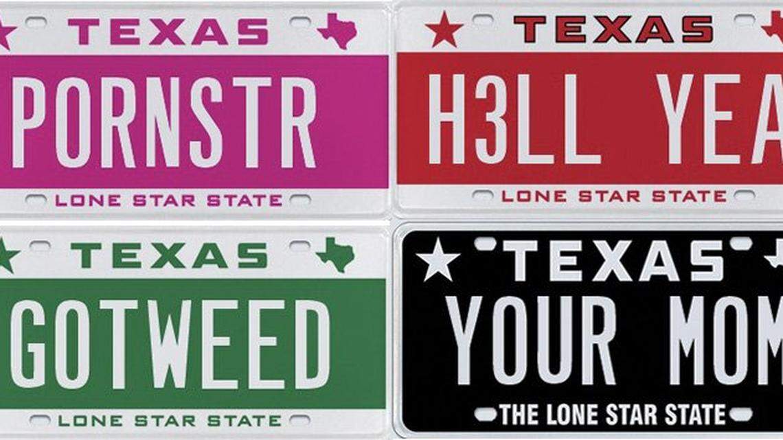 Samples of rejected Texas license plates.