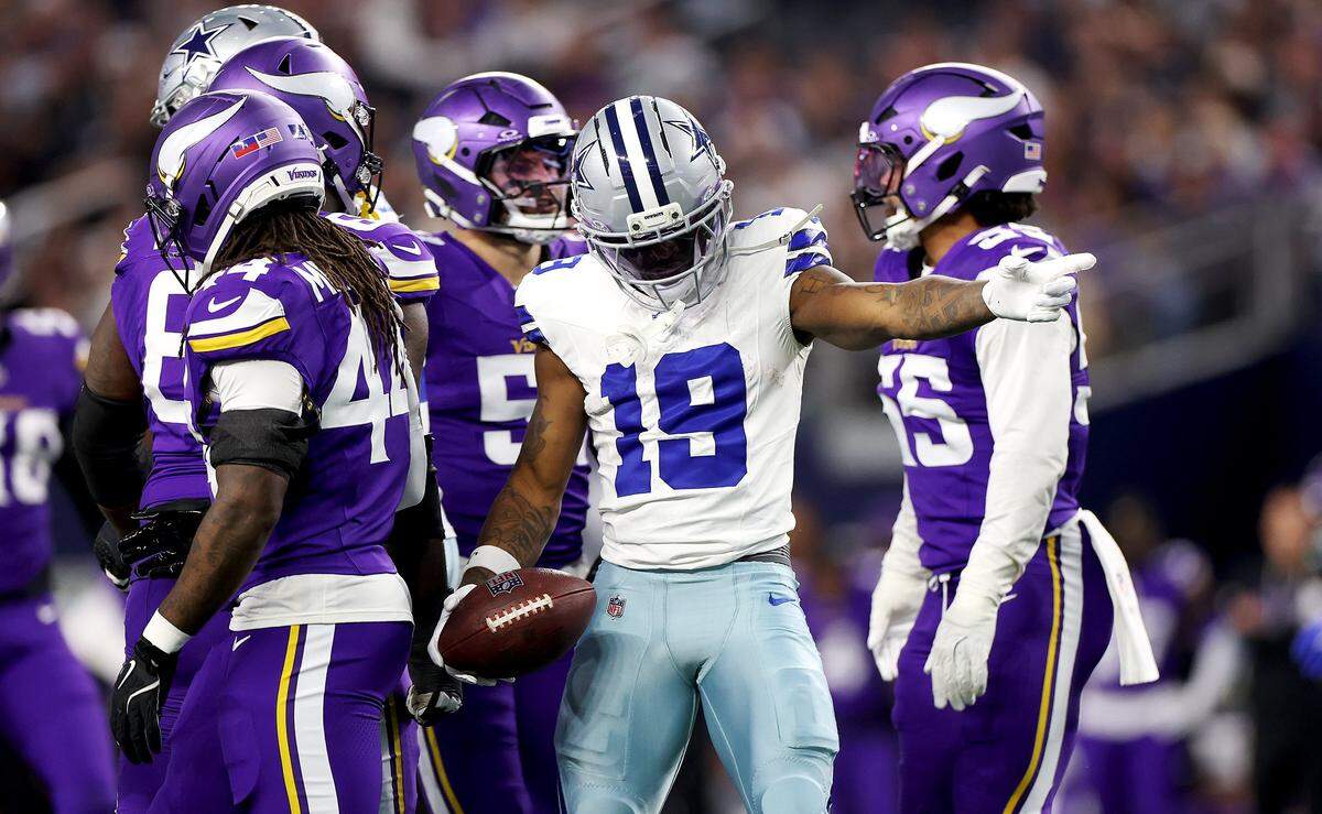 Dallas Cowboys wide receiver Ryan Flournoy celebrates a play against the Minnesota Vikings on Sunday, Dec. 14, 2025, at AT&T Stadium.