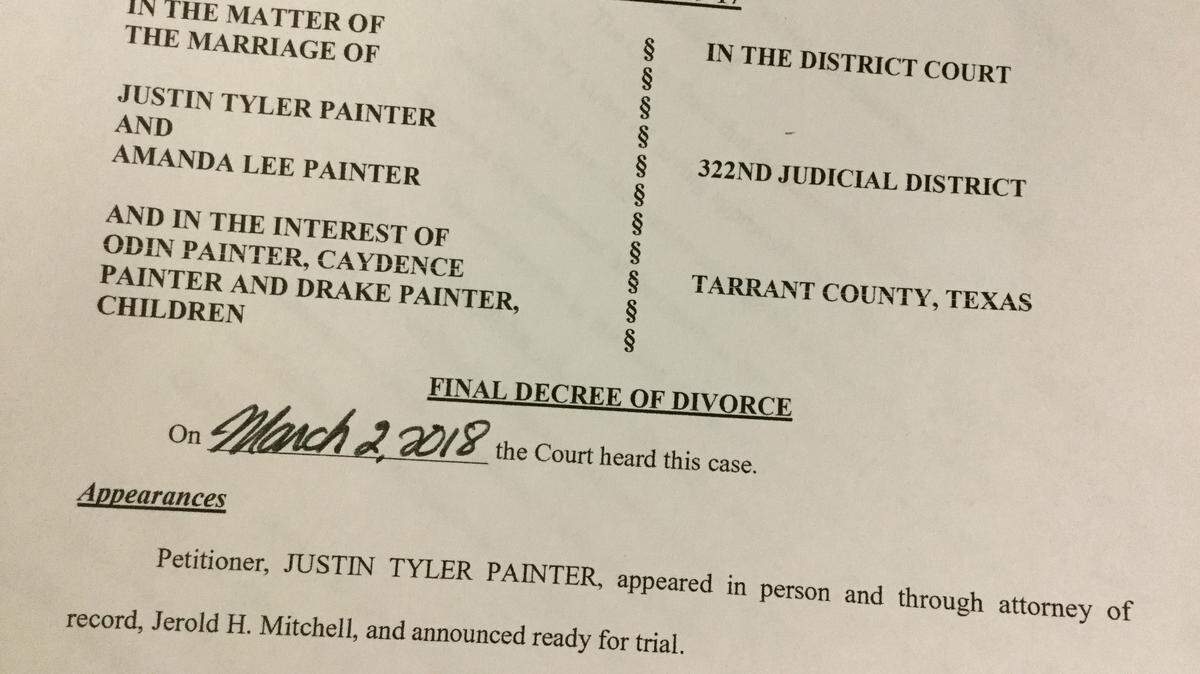 The divorce between Justin and Amanda Painter was finalized in March.