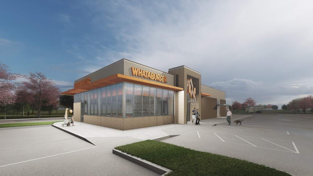 An example of the new design language for Whataburger restaurants, which the Texas-based fast-food chain started rolling out in 2020.