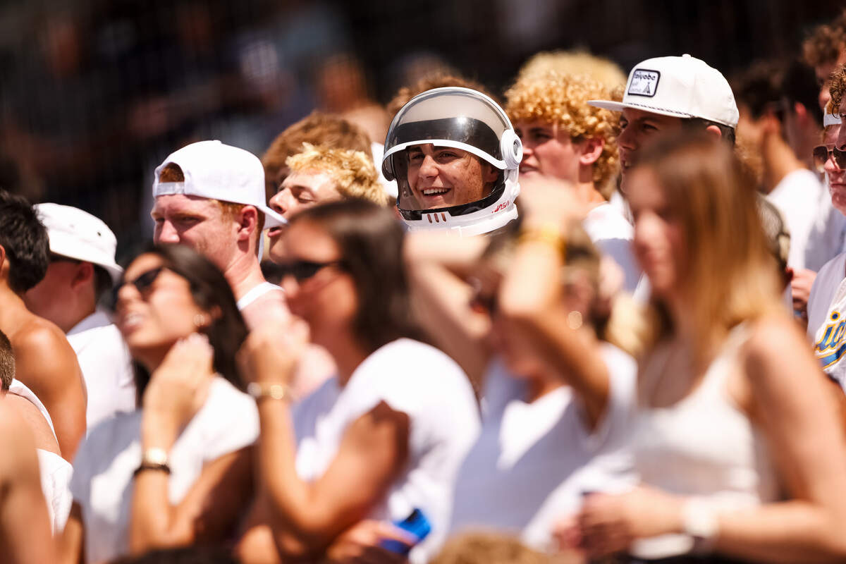 The Keller student section, including a budding astronaut, look on as the Indians take on Austin Lake Travis in the UIL Class 6A Division I baseball state championship game on Saturday, June 6, 2026, at Dell Diamond in Round Rock, Texas.