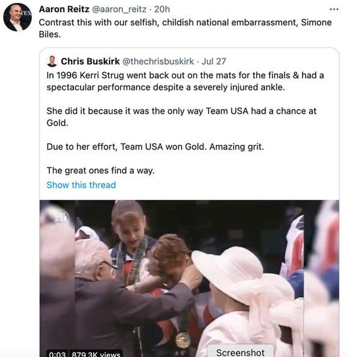 Twitter screen grab of Reitz’s original tweet.