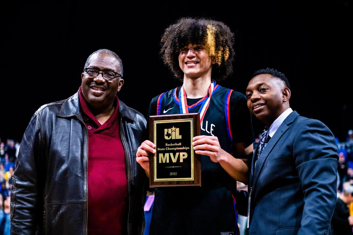 Anthony Black is selected as the 6A championship MVP after a 69-49 over McKinney in San Antonio, at the Alamodome, on March 12, 2022.