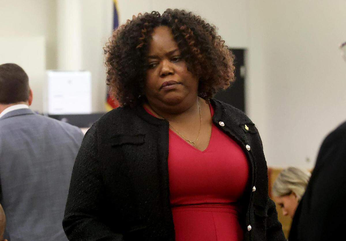 Ashley Carr, Atatiana Jefferson’s sister, leaves Tarrant County’s 396th District Court after Aaron Dean received his sentence on Tuesday.