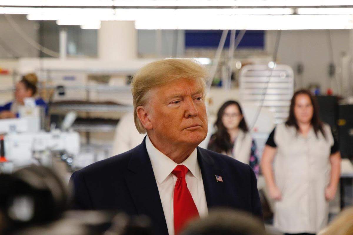 President Donald Trump tours the Louis Vuitton plant near Keene on Thursday.