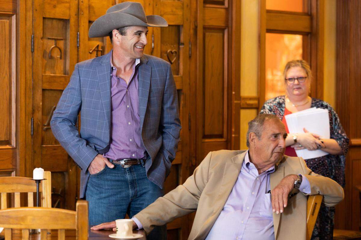 Reata owner Mike Micallef and Al Micallef, founder, chat after announcing the restaurant is searching for new location on Wednesday, March 30, 2022, in downtown Fort Worth.