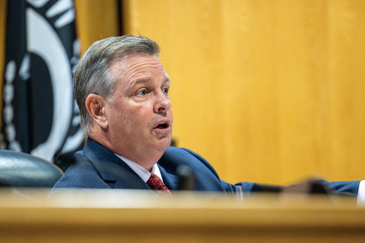 Tarrant County Judge Tim O’Hare listens to public comment during a County Commissioners Court meeting on Tuesday, May 7, 2024.