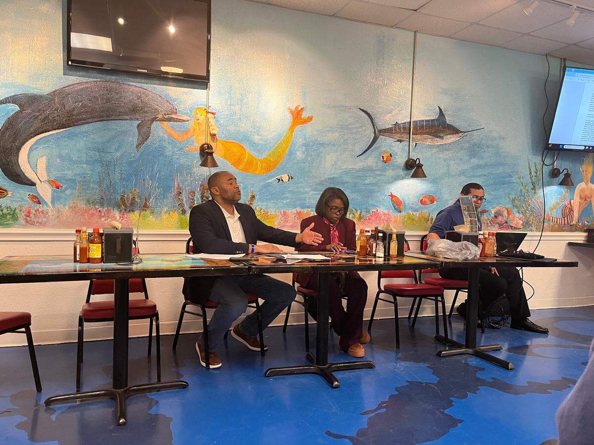 Congressmen Marc Veasey speaks to members of the League of United Latin American Citizens this month about their concerns regarding disparities in IRS audits.