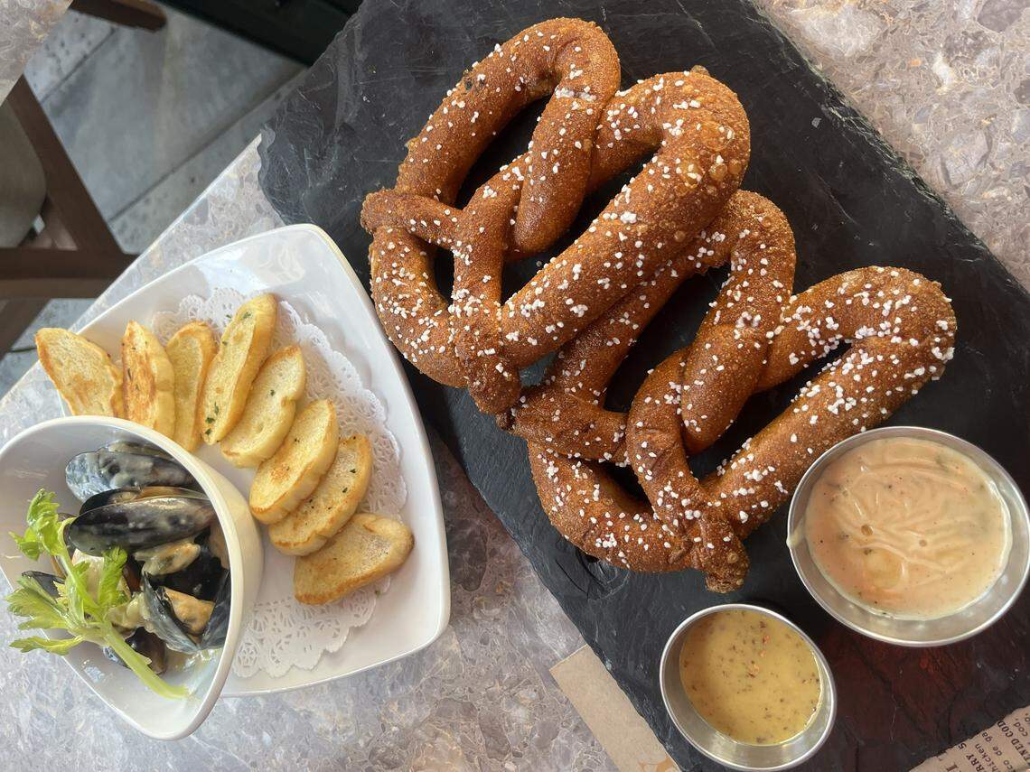 Galway Bay Mussels and Public House Pretzels with Guinness cheese sauce at Henry McCarty’s Irish Pub on Thursday, Feb. 19, 2026 in Fort Worth.