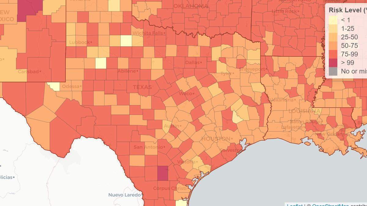 A COVID-19 risk tool lets users assess the likelihood a New Year’s Eve party will include a person who’s positive for the coronavirus in every Texas county.