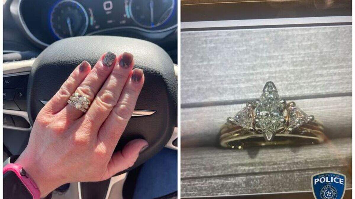 Police are asking for help finding the two rings pictured, one of which contains the ashes of the son of the woman who lost them.
