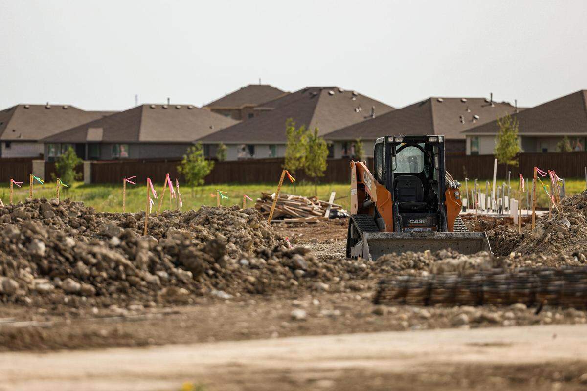 Construction of new housing developments in Rhome in July 2023.