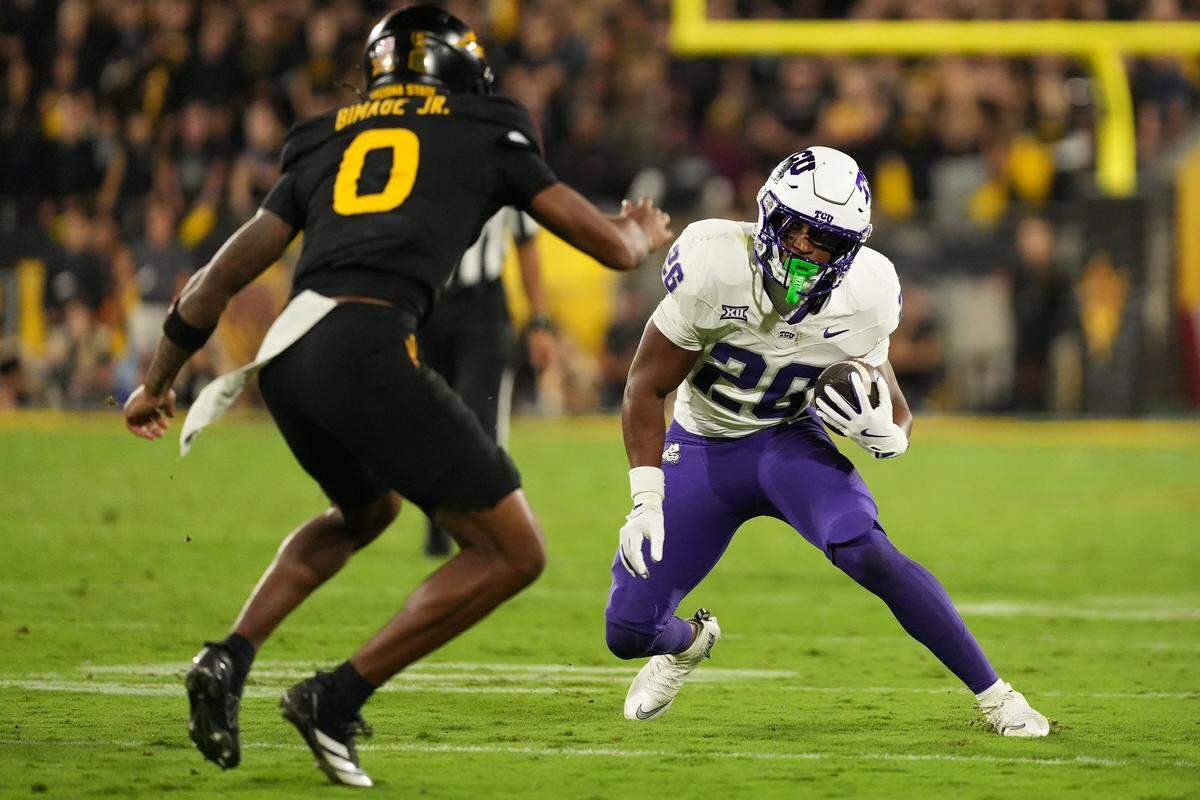 TCU running back Jeremy Payne (26) rushed six times for 20 yards against Arizona State on Friday in Tempe, Ariz.